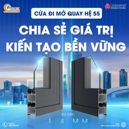 CỬA ĐI MỞ QUAY HỆ 55