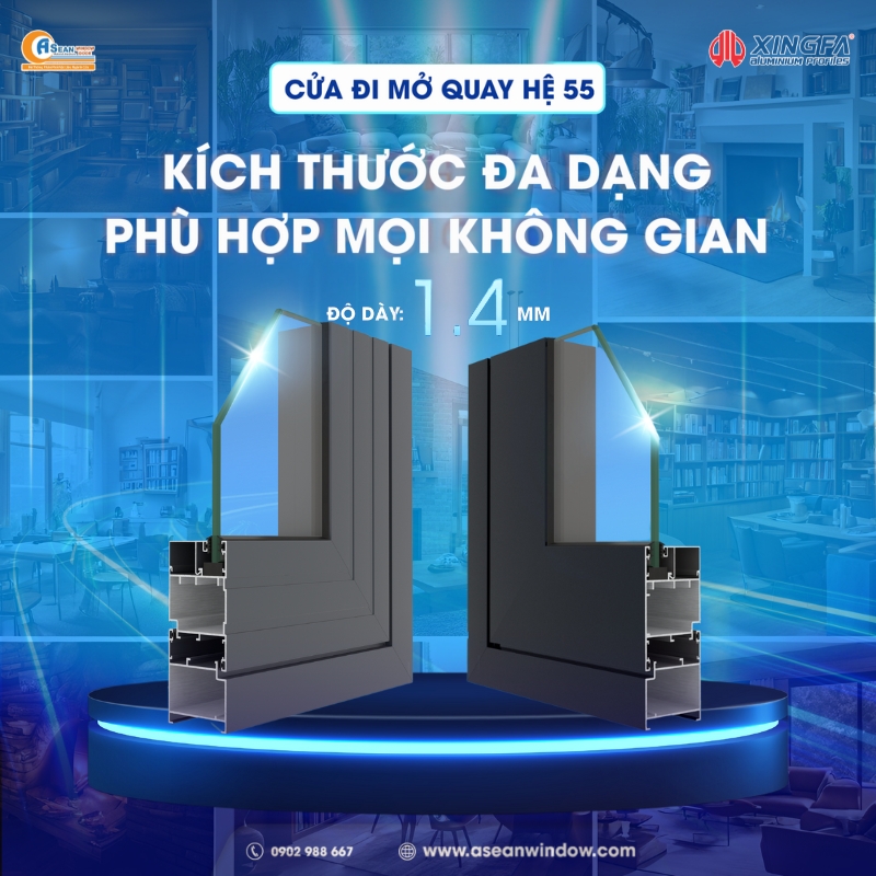 Cửa đi mở quay hệ 55